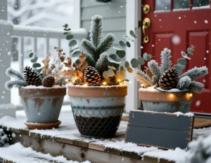 Winter Porch Pots DIY