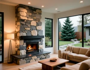 DIY Stone Fireplace