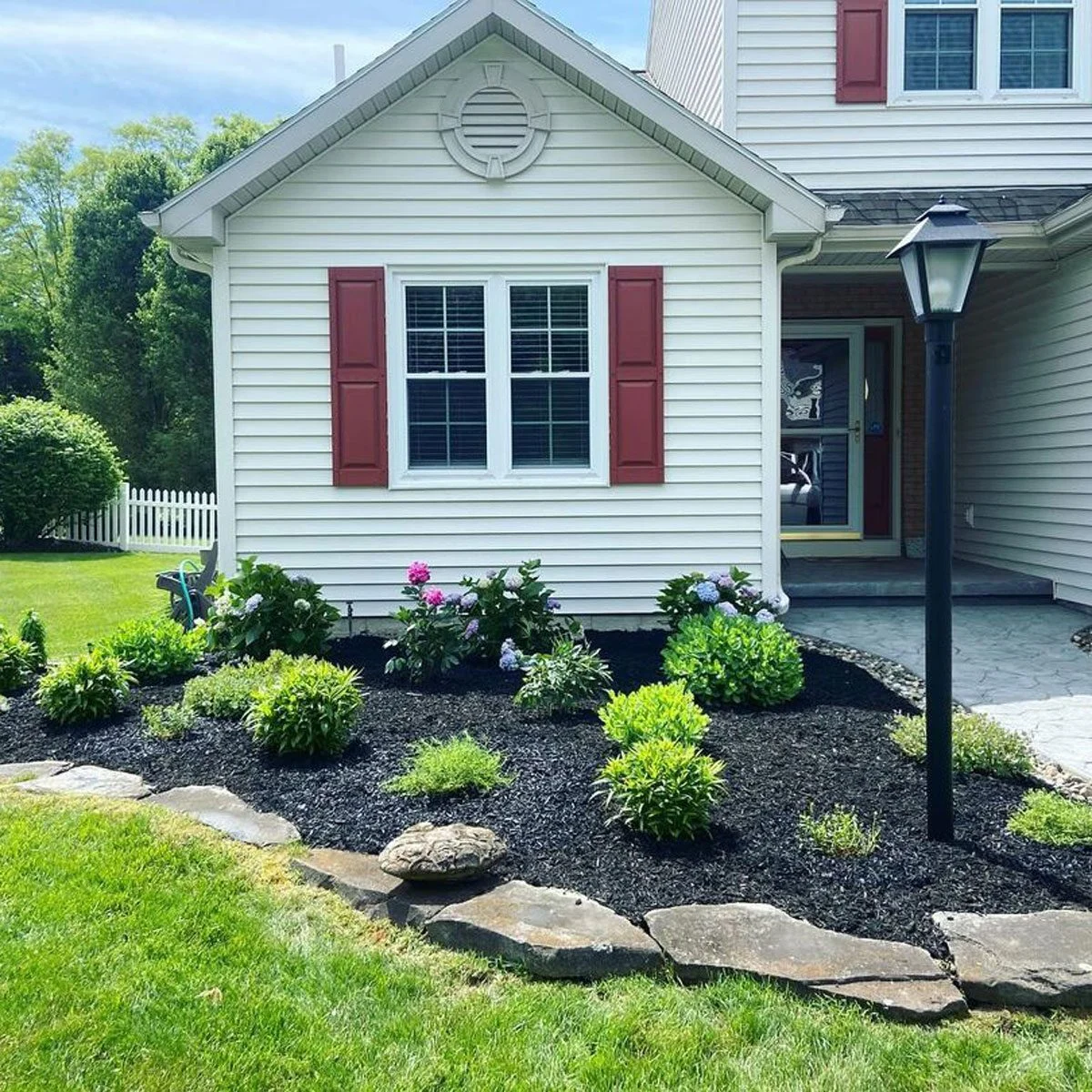 Black Mulch Landscaping Front Yards